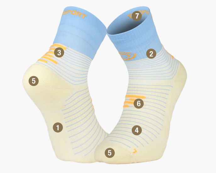 RUN MARATHON mid socks beige/blu sky